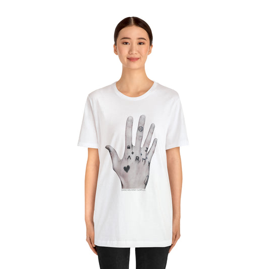 JUNG KOOK HAND - tattoo, Unisex Jersey Short Sleeve Tee